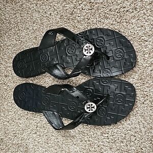 Tory Burch Thora Black Thong Flip Flop Sandals Size 9